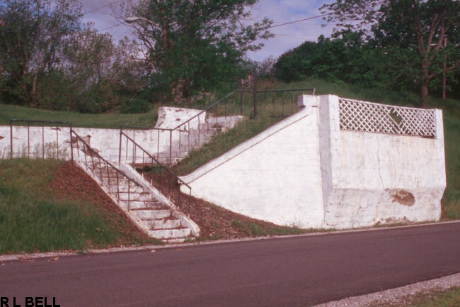 INTERURBAN BRIDGE ABUTMENT & STATION STOP AT PLAINFIELD INDIANA