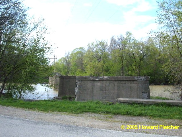 Another view of the piers in the Wabash River south of Kienly Island that carried the Union Traction line between Kokomo and Logansport.  The abutment on the island can be seen in the distance.  Howard Pletcher