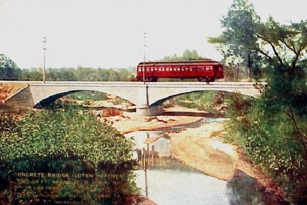 POSTCARD OF INTERURBAN BRIDGE WEST OF PLAINFIELD INDIANA